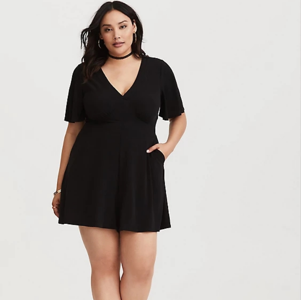 Black Flutter Knit Romper